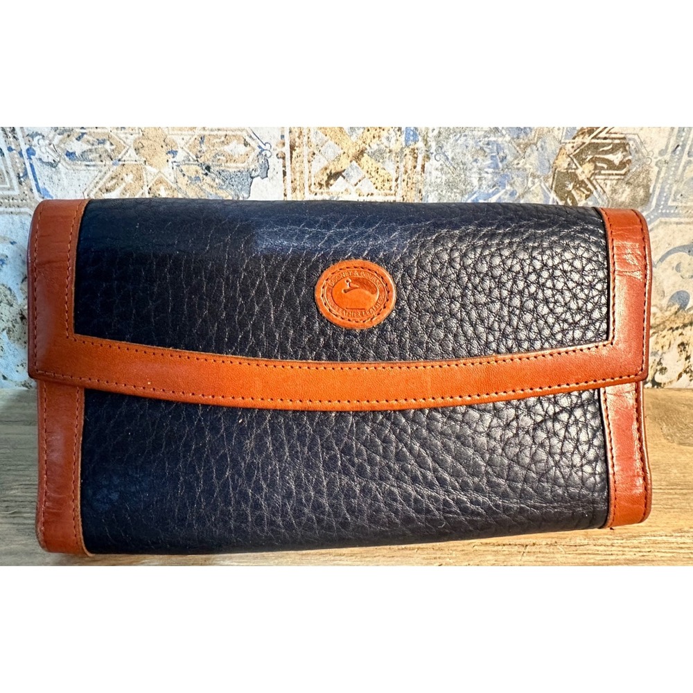 Dooney & Bourke Wallet AWL Vintage Womens Blue Brown Old Money